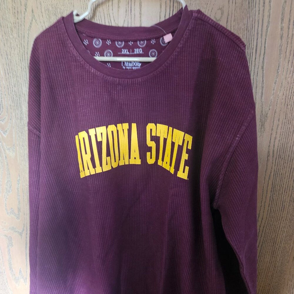 NWT Arizona State Sun Devils Pressbox Women's Cord Crewneck 2XL $75 MSRP